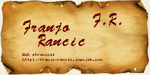 Franjo Rančić vizit kartica